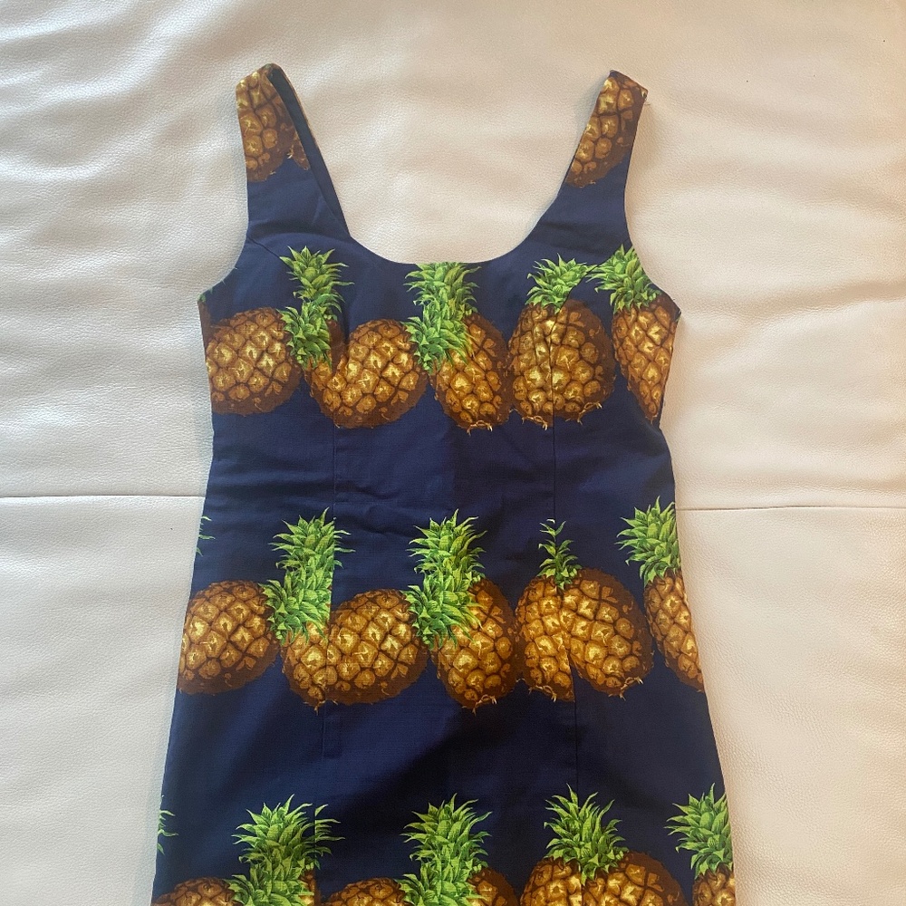 Vintage 2013 J.Crew Navy Blue Pineapple Shift Dress Size 6
